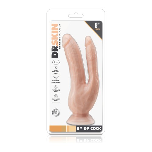 Dildo Doble Penetrante de 8 Pulgadas con Ventosa Dr. Skin