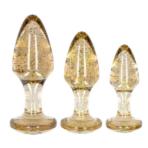 Ouch Golden Glitter Acrylic Butt Plug Set Pleasure Exploration