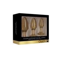 Ouch Golden Glitter Acrylic Butt Plug Set Pleasure Exploration