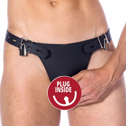 Double Leather Brief with Dildo for Ultimate Pleasure