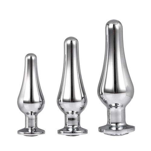 Set de Plug Anal Brillante Plata con Gema