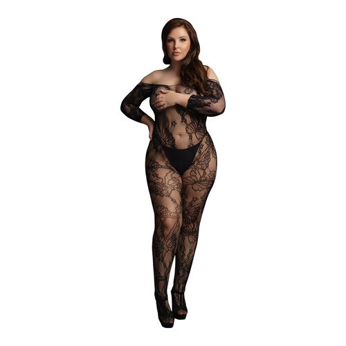 Le Desir Lace Sleeved Bodystocking for Sizes UK 14 to 20