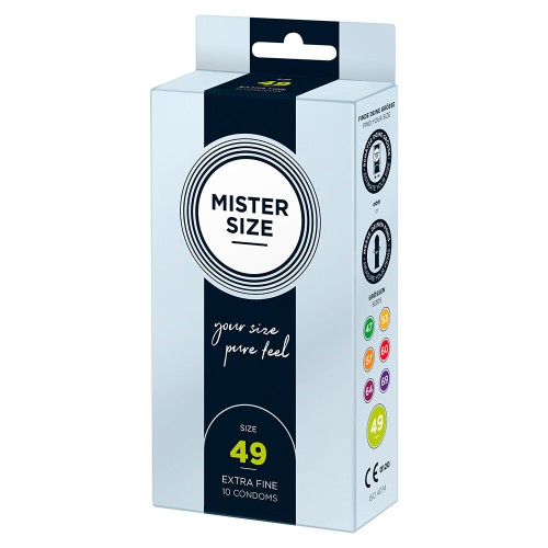 Condones Mister Size 49mm Tu Tamaño Pure Feel 10 Pack