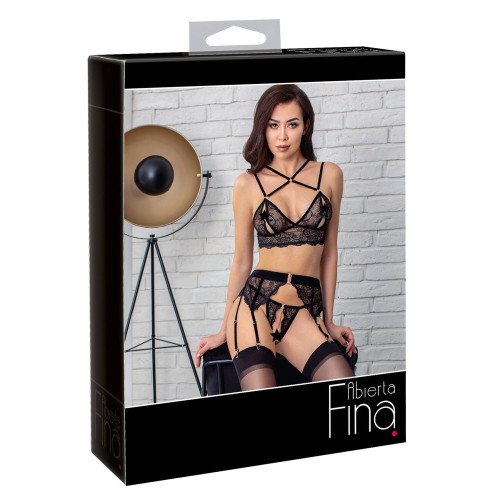 Abierta Fina Lacey Open Suspender Set for Alluring Nights