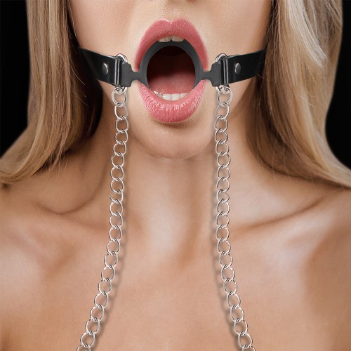 Ouch O Ring Gag with Nipple Clamps for Sensation Play