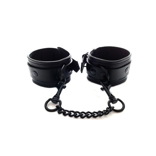 Rouge Plain Black Ankle Cuffs for Elegant Restraint