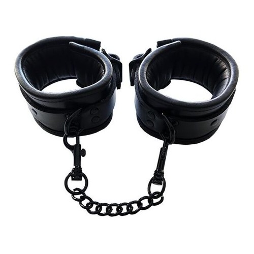 Rouge Padded Luxury Leather Ankle Cuffs Black