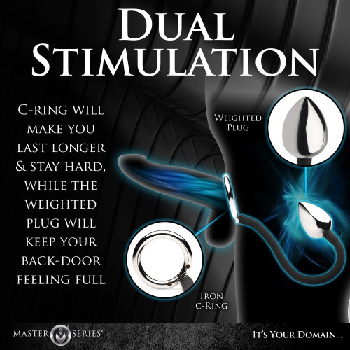 Master Series Tug Plug Aluminum Cock and Ball Ring | Dual Stimulation | Prostate Pleasure