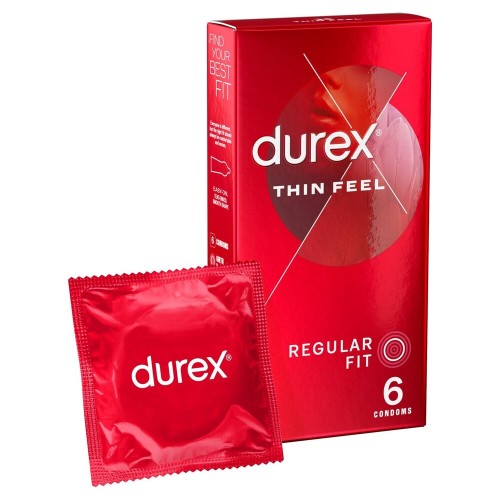 Preservativos Durex Thin Feel Talle Regular Pack de 6