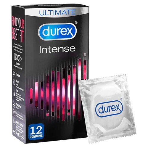 Condones Durex Intense con Relieves y Puntos Pack para Placer Mejorado