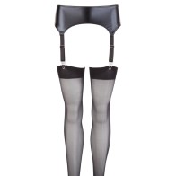 NOXQSE Wet Look Suspender Belt and Stockings Set