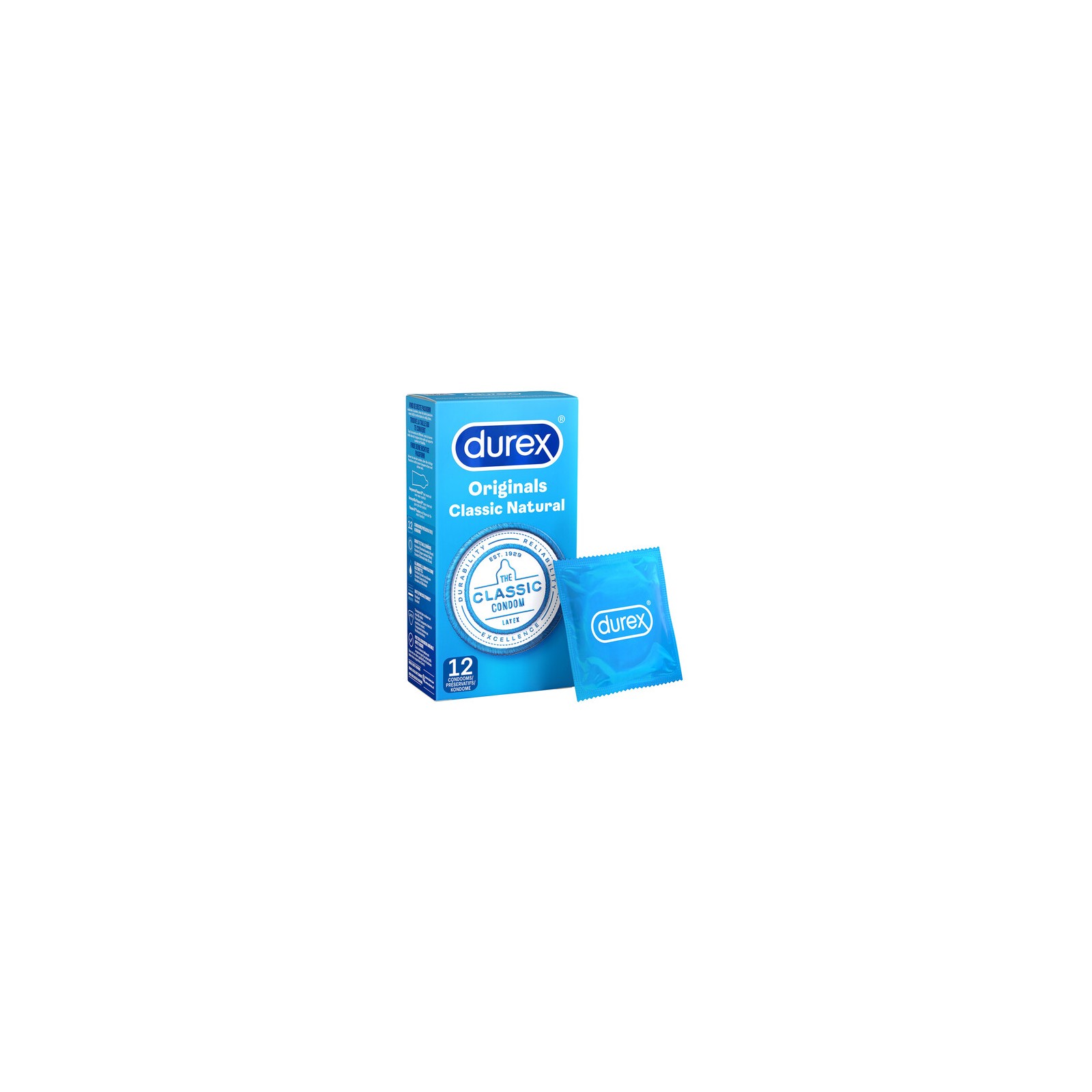 Condones Originales Clásicos Naturales Durex 12 Pack