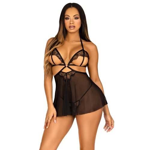 Conjunto de Babydoll y Panties Abiertos Leg Avenue para Estilo Seductor