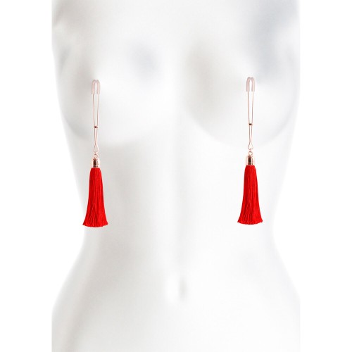 Bound Adjustable Nipple Clamps with Red Tassels