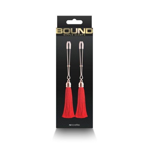 Bound Adjustable Nipple Clamps with Red Tassels