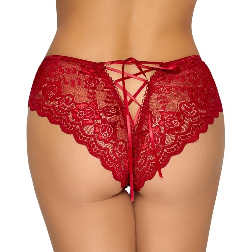 Panty Crotchless Rojo Cottelli para Lencería Glamourosa