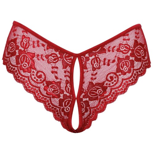 Panty Crotchless Rojo Cottelli para Lencería Glamourosa