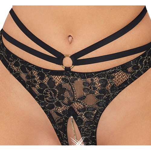 Abierta Fina Shelf Bra and Crotchless String Set