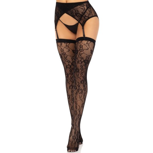 Leg Avenue Black Lace Stockings and Garter Belt